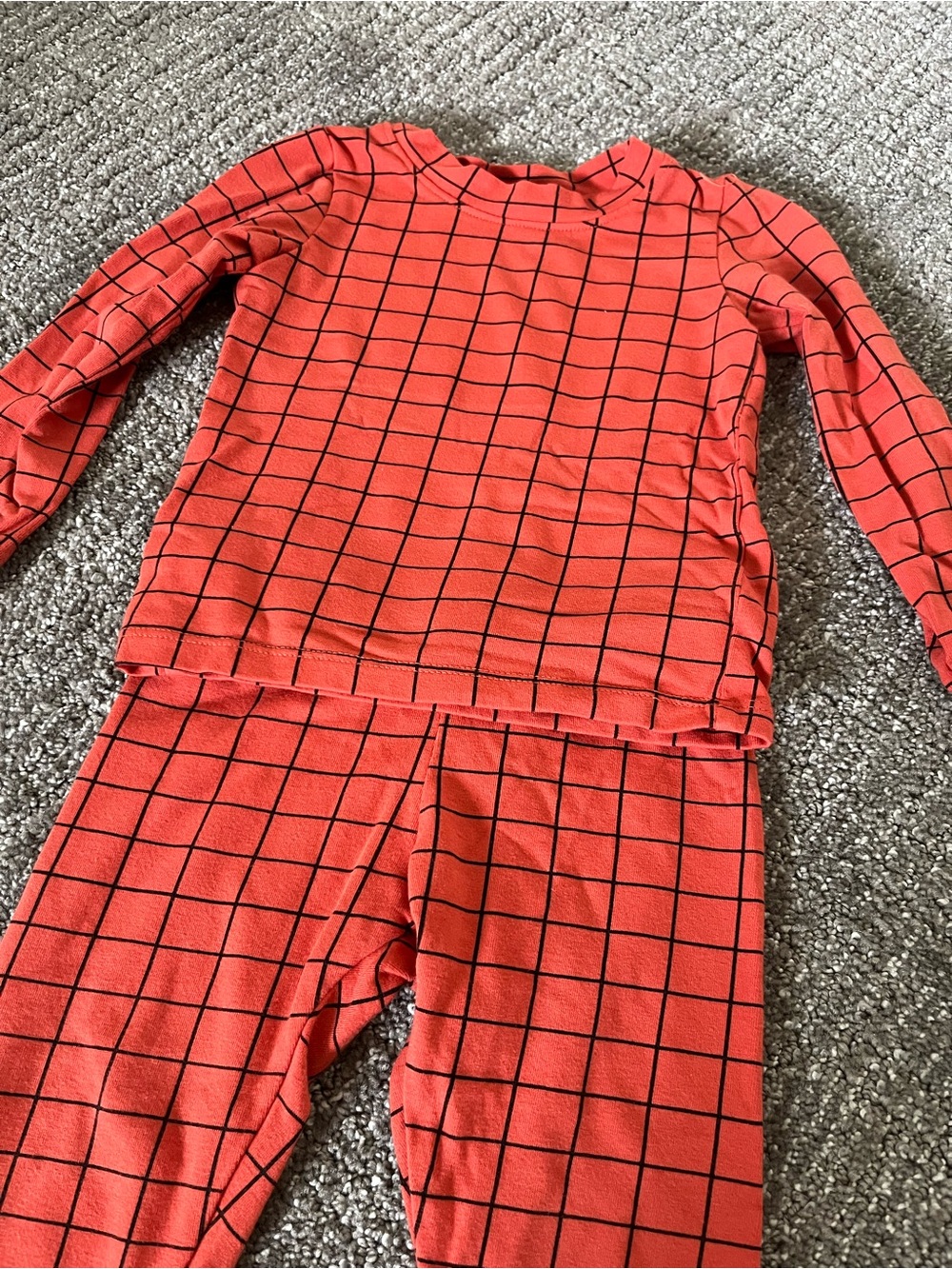 Mochi Kids Red Grid-Print Pajama Set